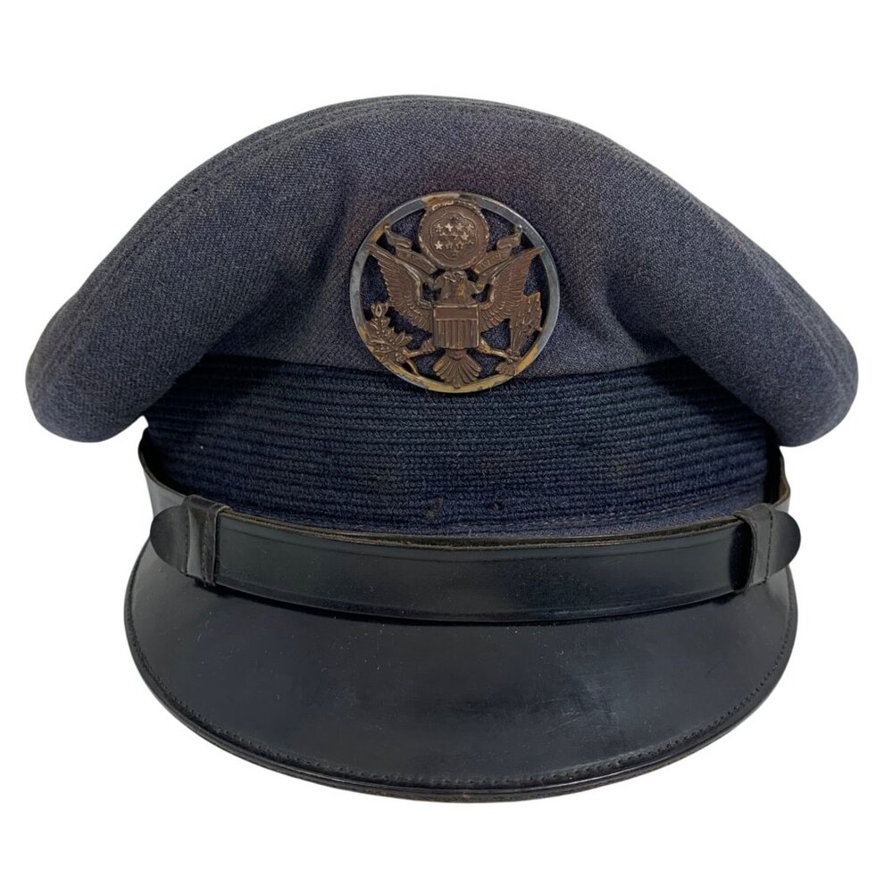 Vintage 1960s Flight Ace Air Force Uniform Service Hat Blue Officer Vietnam Era